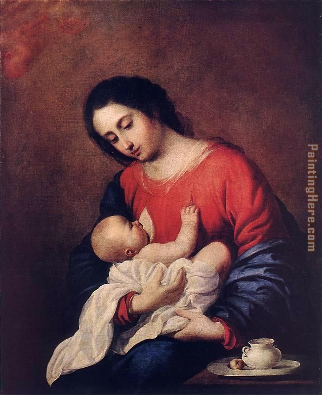 Madonna with Child painting - Francisco de Zurbaran Madonna with Child art painting
